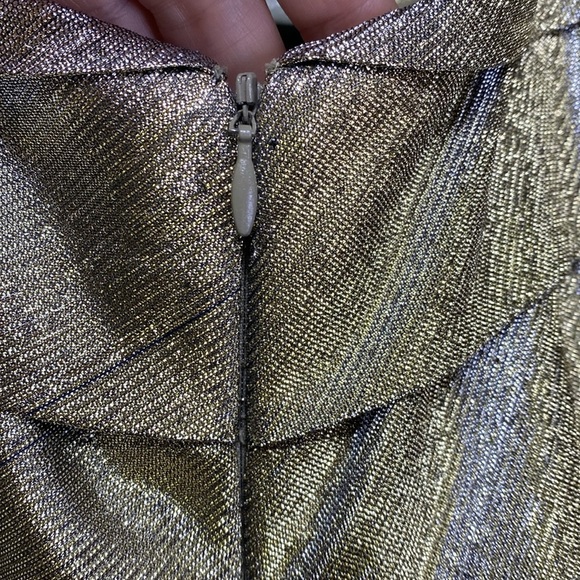 Rene Ruiz Metallic Tiered Tulle Off The Shoulder Gown - Picture 5 of 9